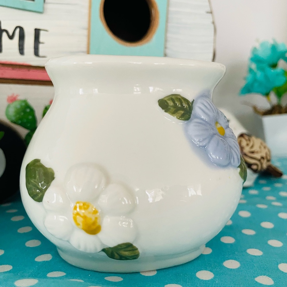 Vintage White and Blue small Vase with Elegant Accents